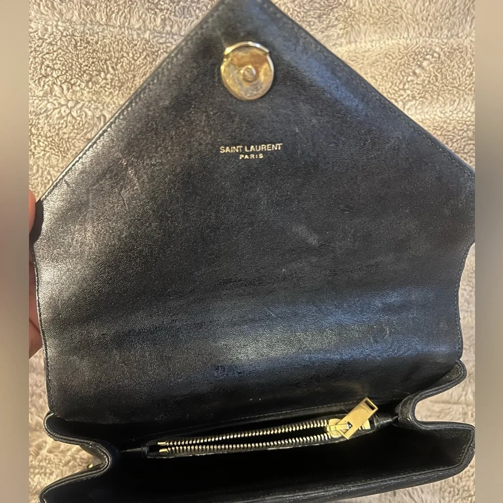 Saint Laurent Black Quilted Leather Shoulder Bag with Gold Hardware - Picture 7 of 15